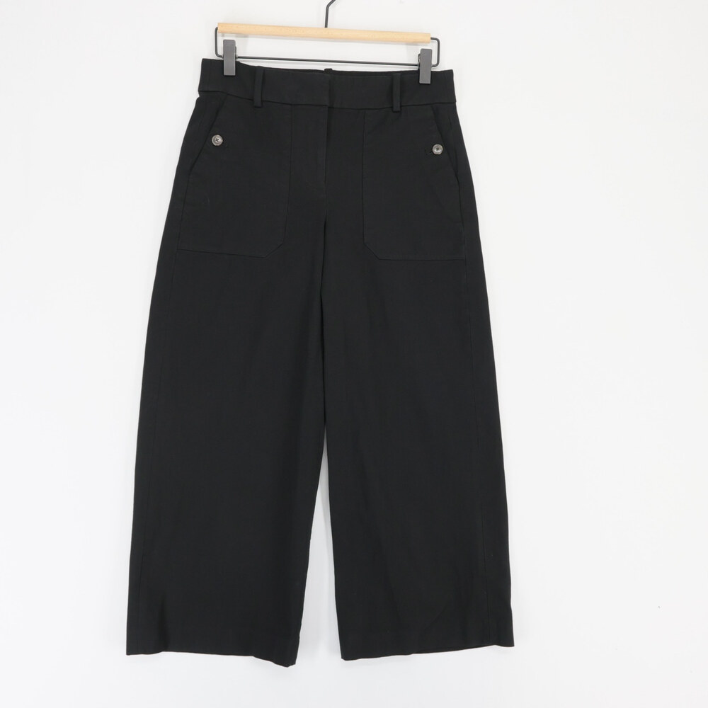 J Crew Sydney Pants Womens 4 Black Bi Stretch Cropped Wide Leg High Rise